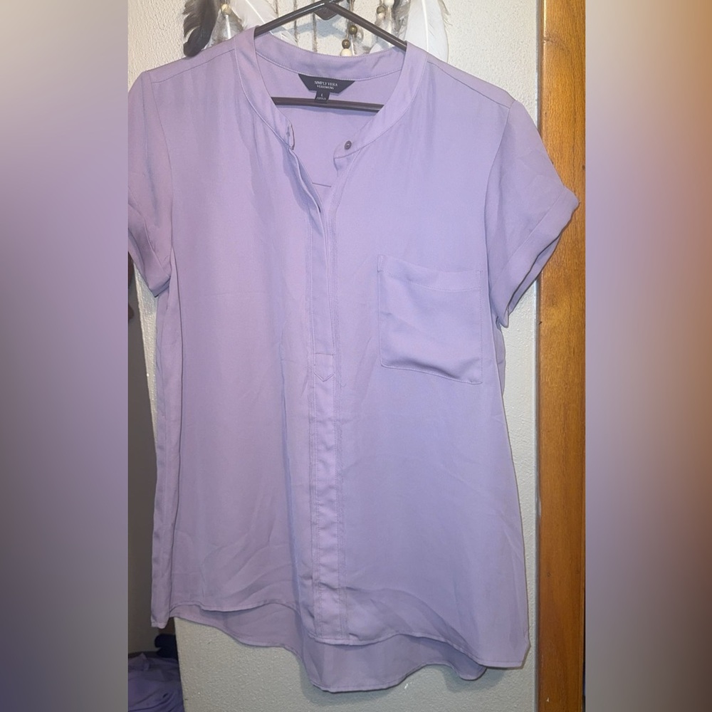 Simply Vera Vera Wang Purple Blouse Elegant Top